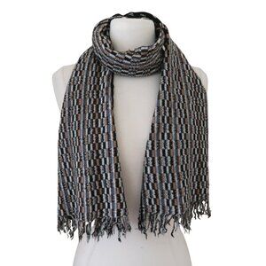 MISSONI wool & silk knit scarf w fringe